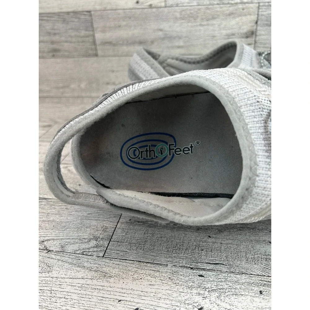 Orthofeet Women's Gray Mesh Comfort‎ Adjustable Strap Slingback Sandal 9.5